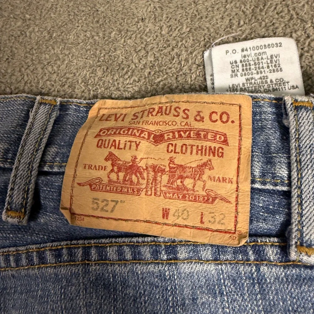 Levis 527 Slim Bootcut Jeans Mens 40x32 Light Wash Blue Denim 5-Pocket